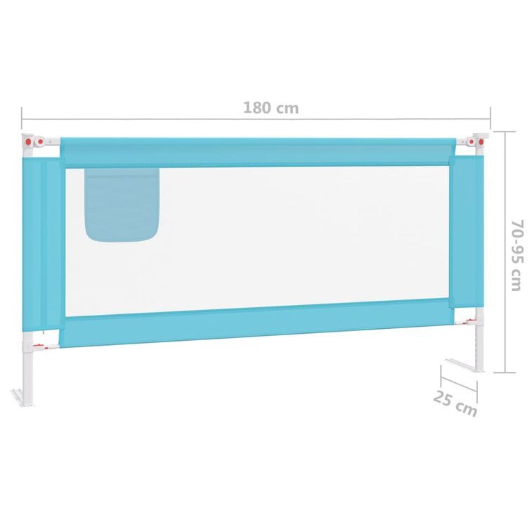 Barrière de sécurité de lit d'enfant Bleu 180x25 cm Tissu - Photo n°8