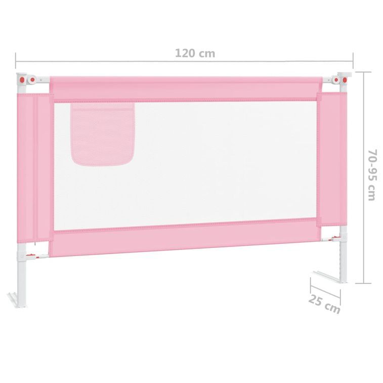 Barrière de sécurité de lit d'enfant Rose 120x25 cm Tissu - Photo n°8