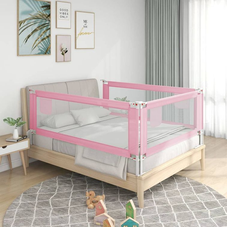 Barrière de sécurité de lit d'enfant Rose 180x25 cm Tissu - Photo n°1