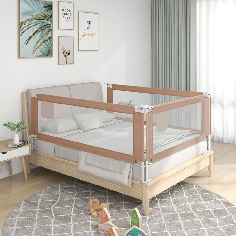 Barrière de sécurité de lit d'enfant Taupe 100x25 cm Tissu - Photo n°1