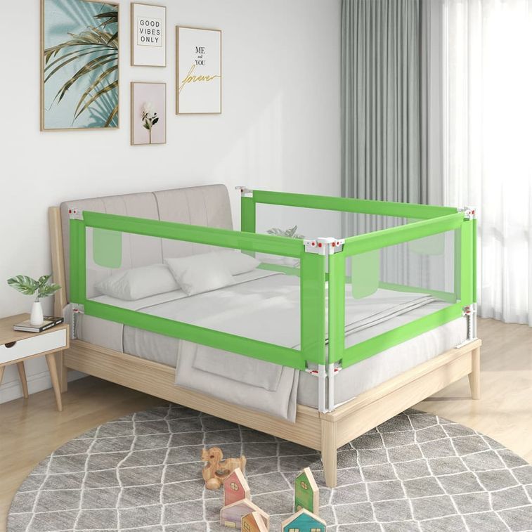 Barrière de sécurité de lit d'enfant Vert 100x25 cm Tissu - Photo n°1