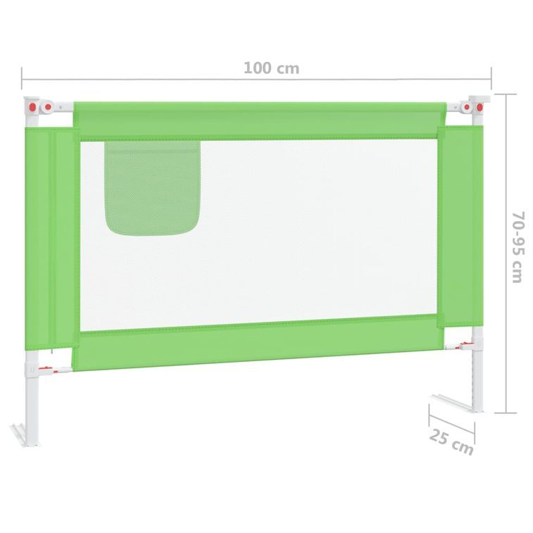 Barrière de sécurité de lit d'enfant Vert 100x25 cm Tissu - Photo n°8