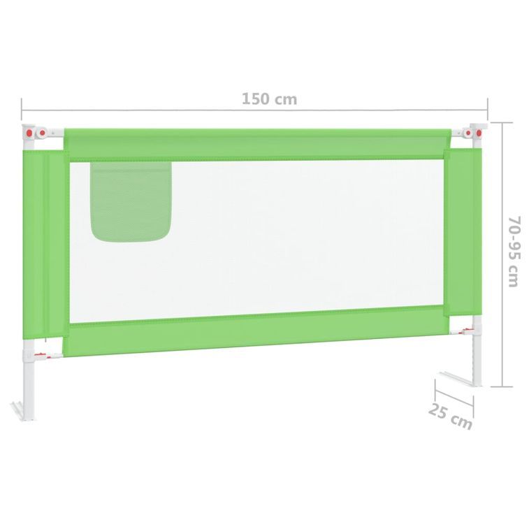 Barrière de sécurité de lit d'enfant Vert 150x25 cm Tissu - Photo n°8