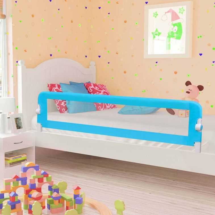 Barrière de sécurité de lit enfant Bleu 180 x 42 cm Polyester - Photo n°1