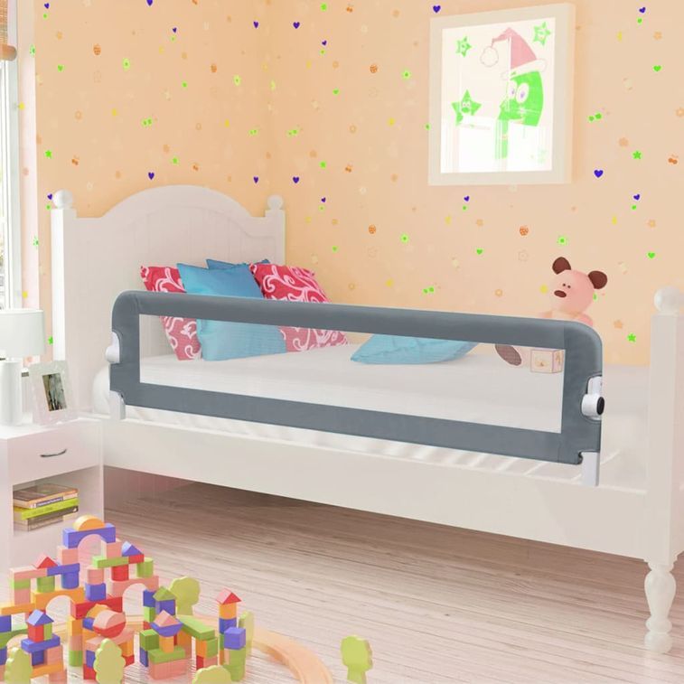 Barrière de sécurité de lit enfant Gris 120x42 cm Polyester 2 - Photo n°1