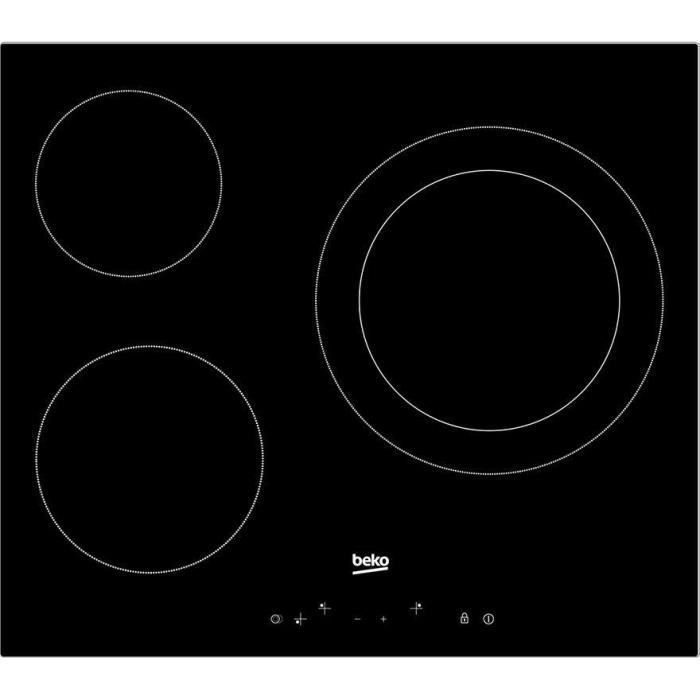 BEKO - HIC63S - Table de cuisson vitrocéramique 60 CM - Double ring - Commandes sensitives - Sécurité enfant - Noir - Photo n°1