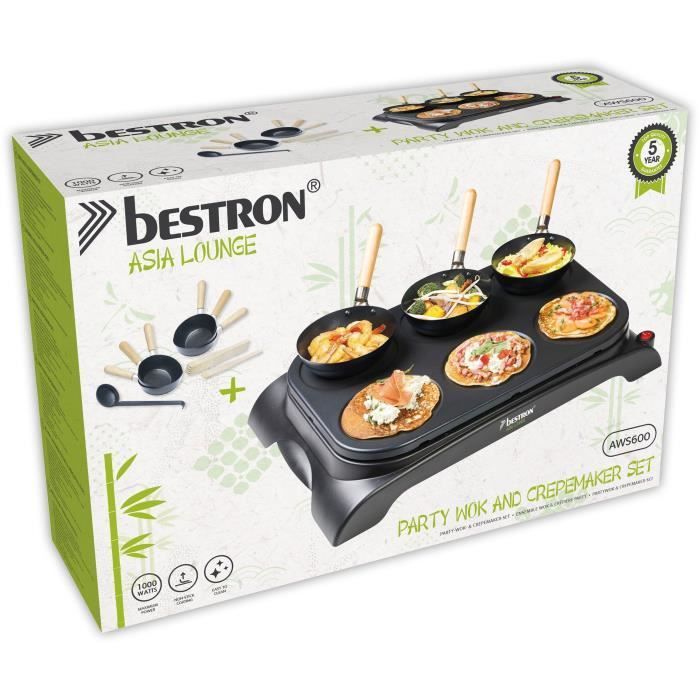 Bestron Service Party Wok électrique, Grill de table avec mini