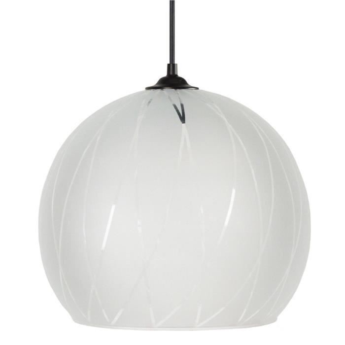 BIA Lustre - suspension verre Globe, diametre 30 cm, décor lignes hexagonales, amte - Photo n°1