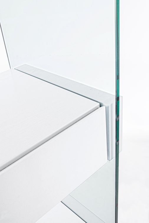 Bibliothèque 2 tiroirs 4 niveaux bois blanc et verre trempé Lina 90 cm - Photo n°3