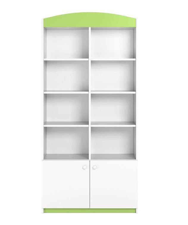 Bibliothèque blanche et vert Drimy 90 cm - Photo n°1