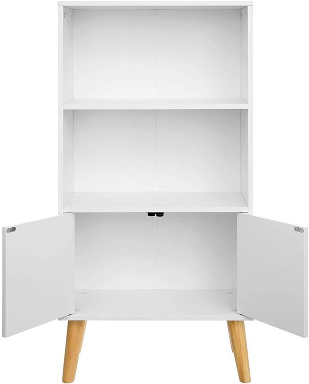 Bibliothèque bois blanc 2 compartiments Scandinave Maeva 60 cm - Photo n°7