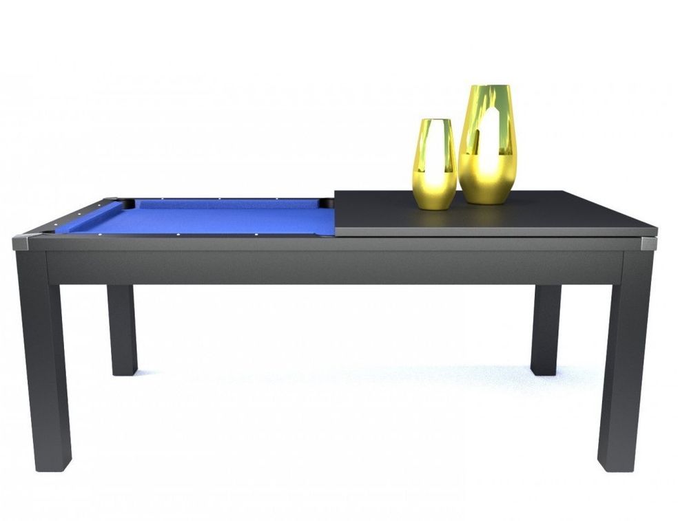 Billard avec table à manger noir et tapis bleu Falcone 7ft - Photo n°1