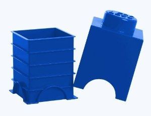 Boîte de rangement empilable à 1 plot Bleu Lego - Photo n°2