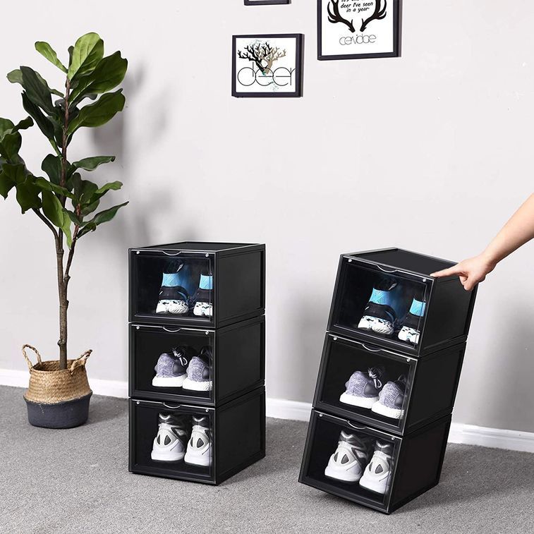 Boîtes à chaussures plastique noir et transparent Koxy - Lot de 6 - Photo n°8