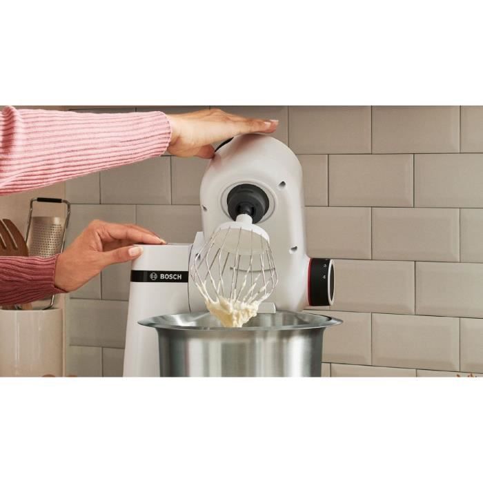 BOSCH Kitchen machine Serie 2 blanc -700W - Bol mélangeur inox 3,8 L - Fouet - Crochet pétrisseur - Blender - Photo n°4