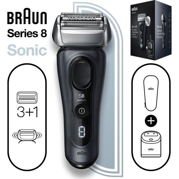 BRAUN 81761498 - Braun Series 8 8463cc Rasoir Électrique barbe - Tete 3+1 - Technologie Sonic - Tete flexible 40° - Photo n°1