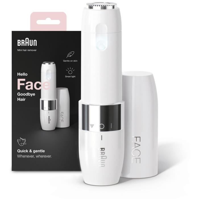 Braun Face Mini FS1000 Rasoir Visage éléctrique pour femme - Doux pour la peau - Fonction Smart Light - Blanc - Photo n°2
