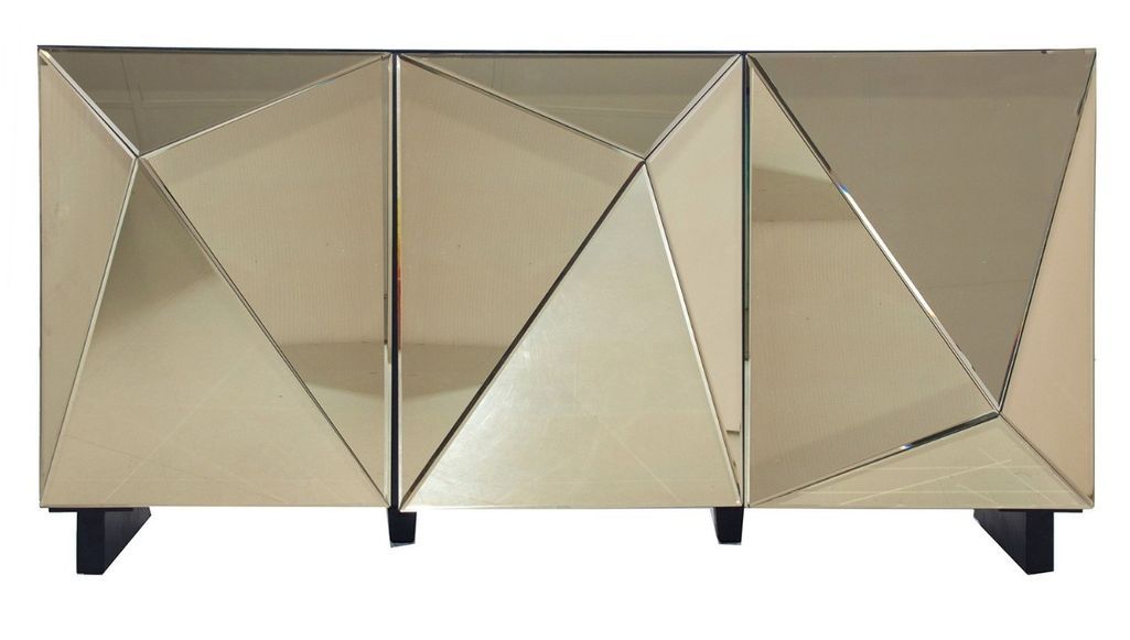 Buffet design 3 portes miroir teinté doré Arty - Photo n°1