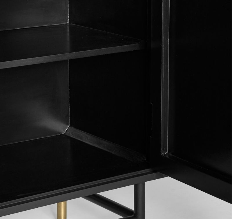 Buffet design 4 portes bois noir et blanc Sikota 150 cm - Photo n°7