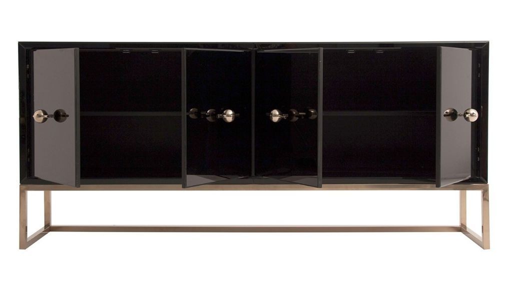 Buffet design 4 portes miroir teinté noir Art's - Photo n°3