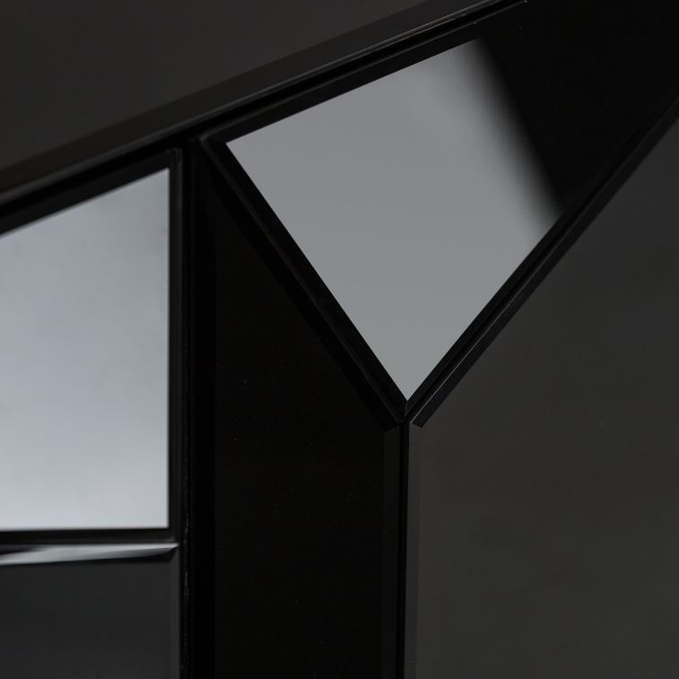 Buffet art déco 4 portes miroir noir brillant et pieds acier doré Sekin 180 cm - Photo n°3