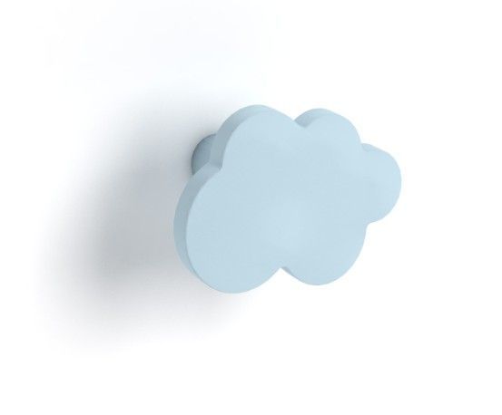 Bureau blanc pieds naturel et poignée nuage bleu - Photo n°2
