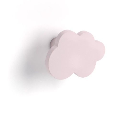 Bureau blanc pieds naturel et poignée nuage rose - Photo n°2