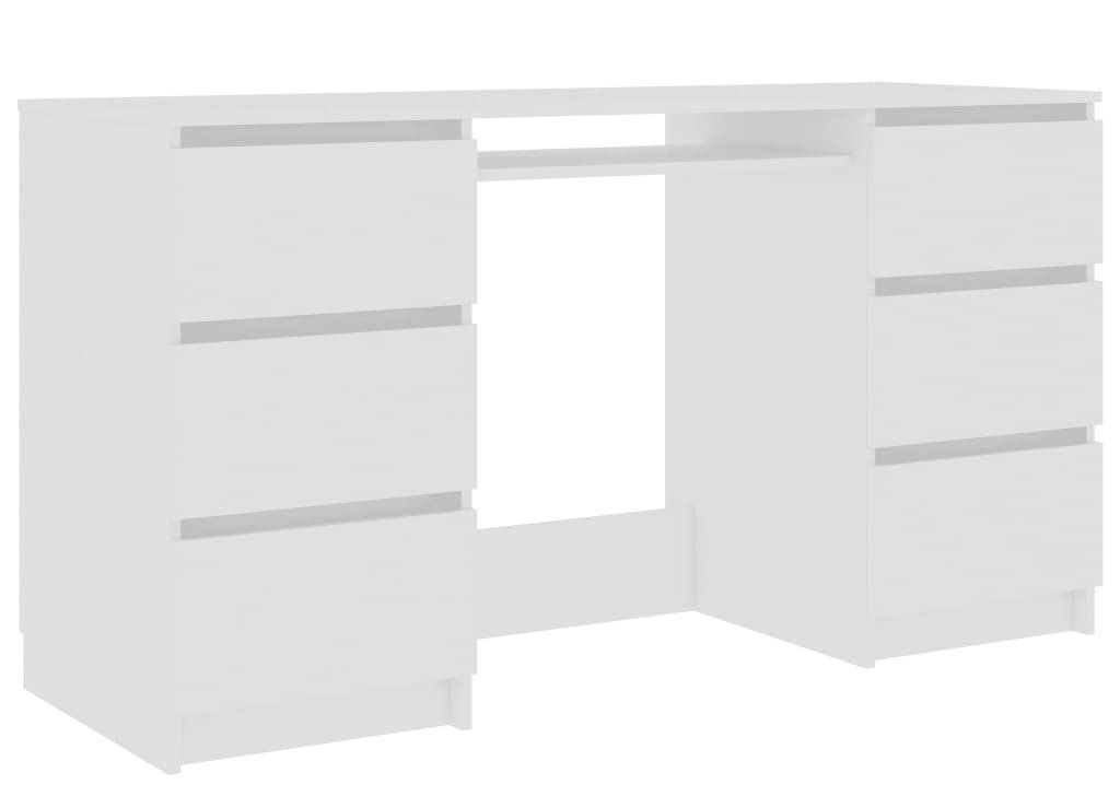 Bureau bois blanc 6 tiroirs Study 140 cm - Photo n°1