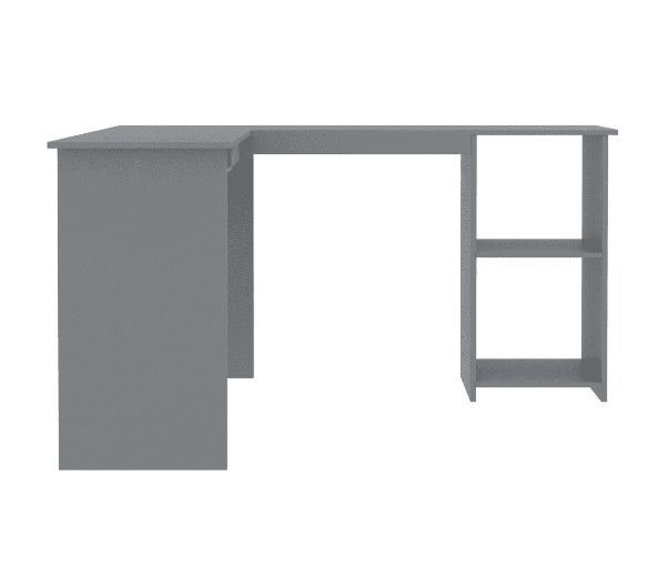 Bureau d'angle 1 tiroir 2 étagères bois gris Jayden - Photo n°5
