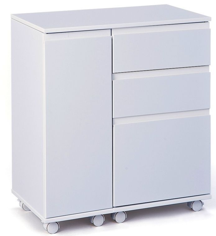 Torino bureau extensible blanc artik avec deux tiroirs 36-66 cm - Abitare