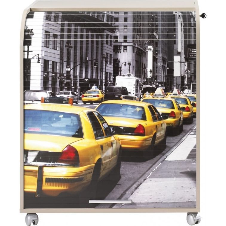 Bureau informatique à rideau taupe imprimé taxi jaune Must - Photo n°1