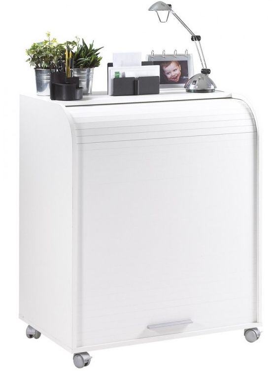 Bureau informatique blanc à rideau imprimé zonk pow Must 80 cm - Photo n°3