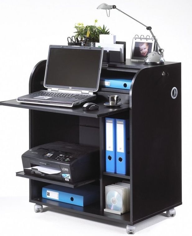 Bureau informatique noir à rideau imprimé zonk pow Must 80 cm - Photo n°2