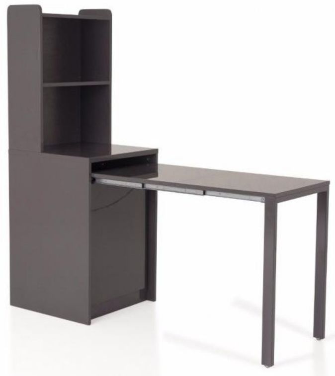 Bureau ou table extensible bois laqué gris Miera - Photo n°1