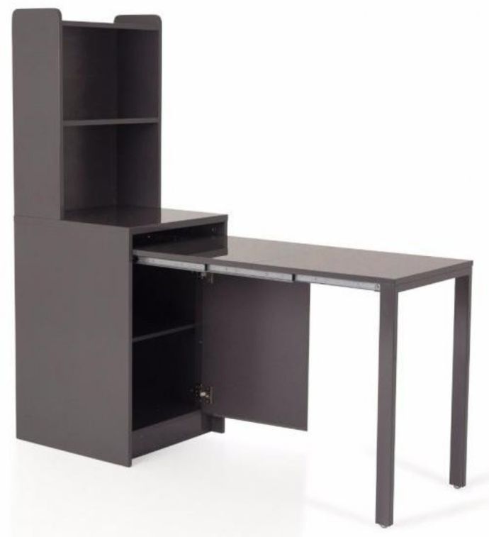 Bureau ou table extensible bois laqué gris Miera - Photo n°2