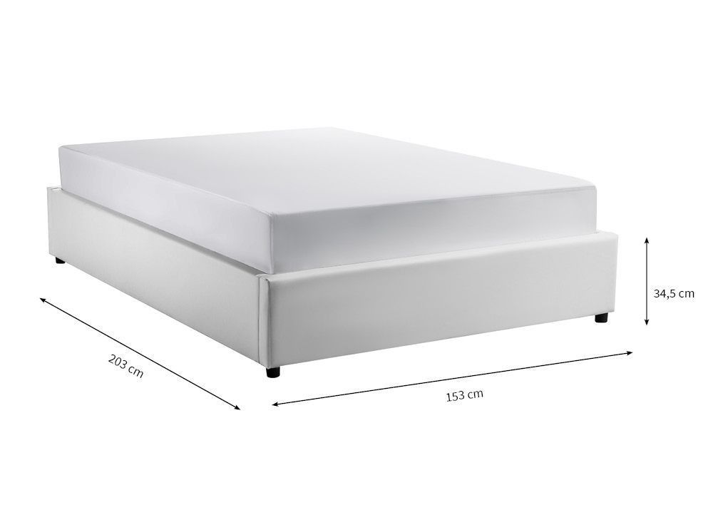 Cadre de lit 140x190 cm avec coffre simili blanc Lola - Photo n°5