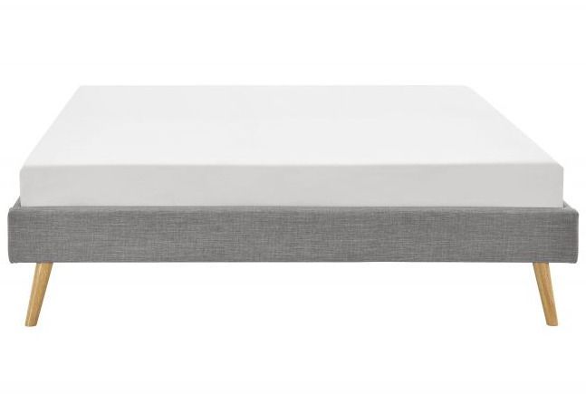 Cadre de lit 140x190 cm avec sommier tissu gris clair Lony - Photo n°1