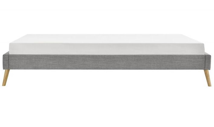 Cadre de lit 140x190 cm avec sommier tissu gris clair Lony - Photo n°5