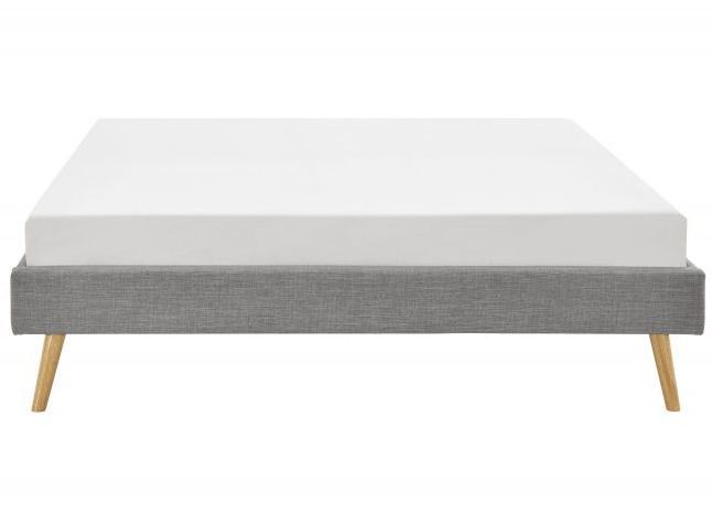 Cadre de lit 160x200 cm avec sommier tissu gris clair Lony - Photo n°1