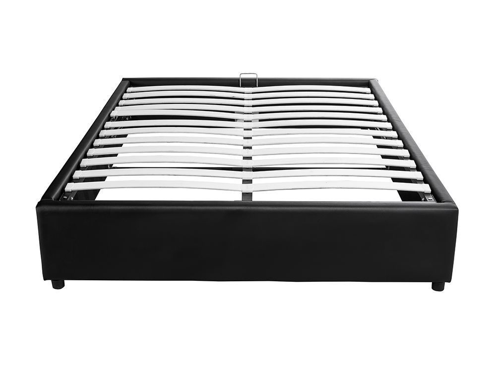 Cadre de lit avec coffre simili cuir noir Lola 140x190 cm - Photo n°1