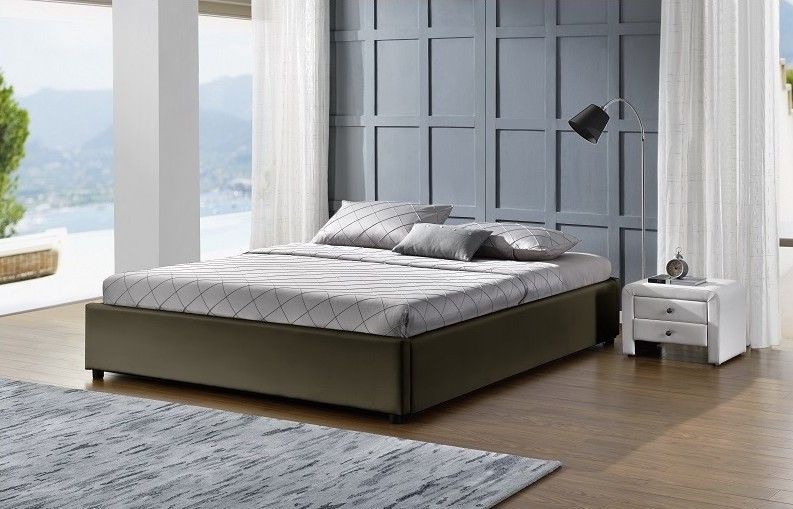 Cadre de lit avec coffre simili cuir taupe Pola 160 - Photo n°2