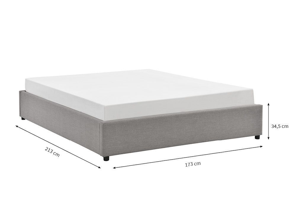 Cadre de lit avec coffre tissu gris clair Lola 160x200 cm - Photo n°7