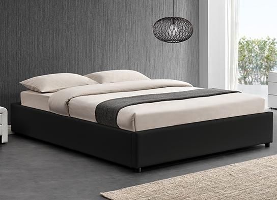 Cadre de lit simili noir avec rangement Studi 160 - Photo n°2
