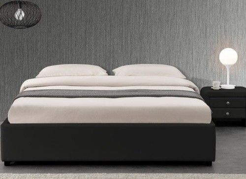 Cadre de lit similicuir noir avec rangement Studi 180 - Photo n°1