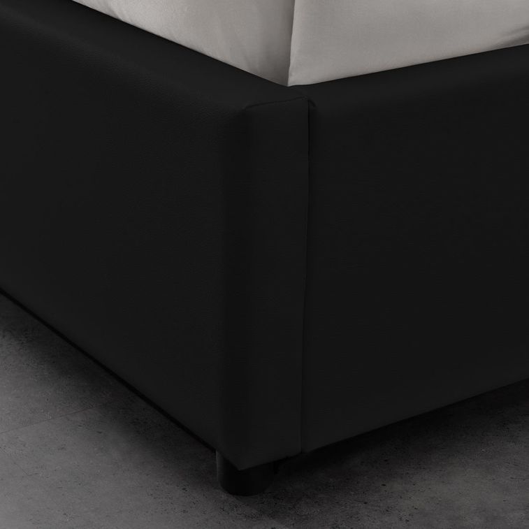 Cadre de lit similicuir noir avec rangement Studi 180 - Photo n°3