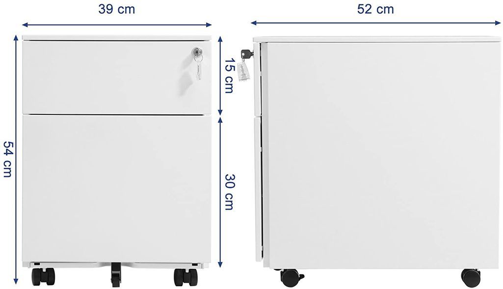 Caisson 2 tiroirs pour classeurs suspendus métal blanc mat Bofice - Photo n°7