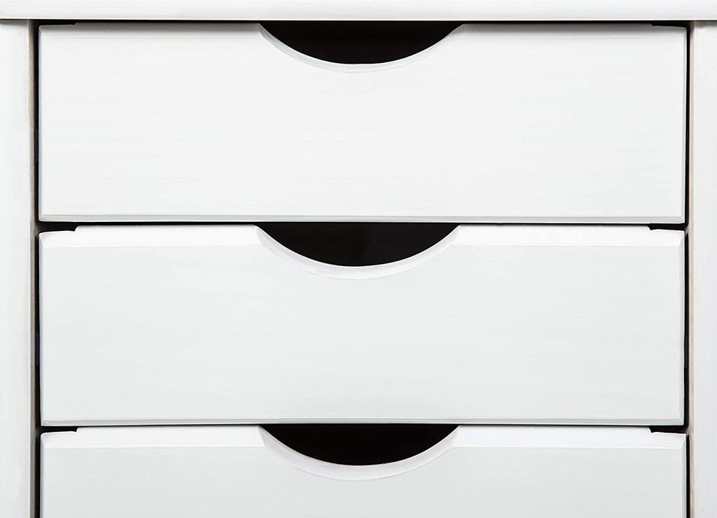 Caisson de bureau 6 tiroirs bois massif vernis blanc Rubi - Photo n°7