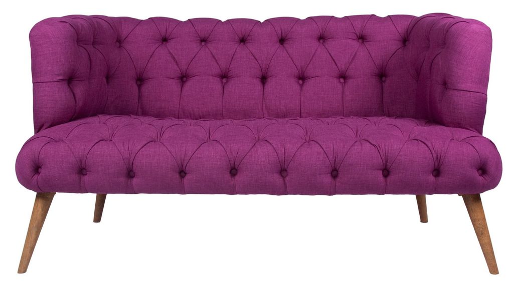 Canapé 2 places style Chesterfield tissu violet Wester 140 cm - Photo n°1