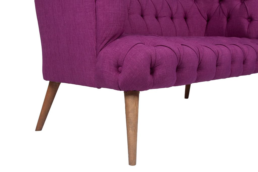 Canapé 2 places style Chesterfield tissu violet Wester 140 cm - Photo n°5