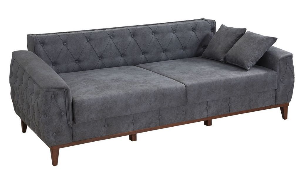Canapé 3 places convertible avec rangement tissu bleu Angela 225 cm - Photo n°3